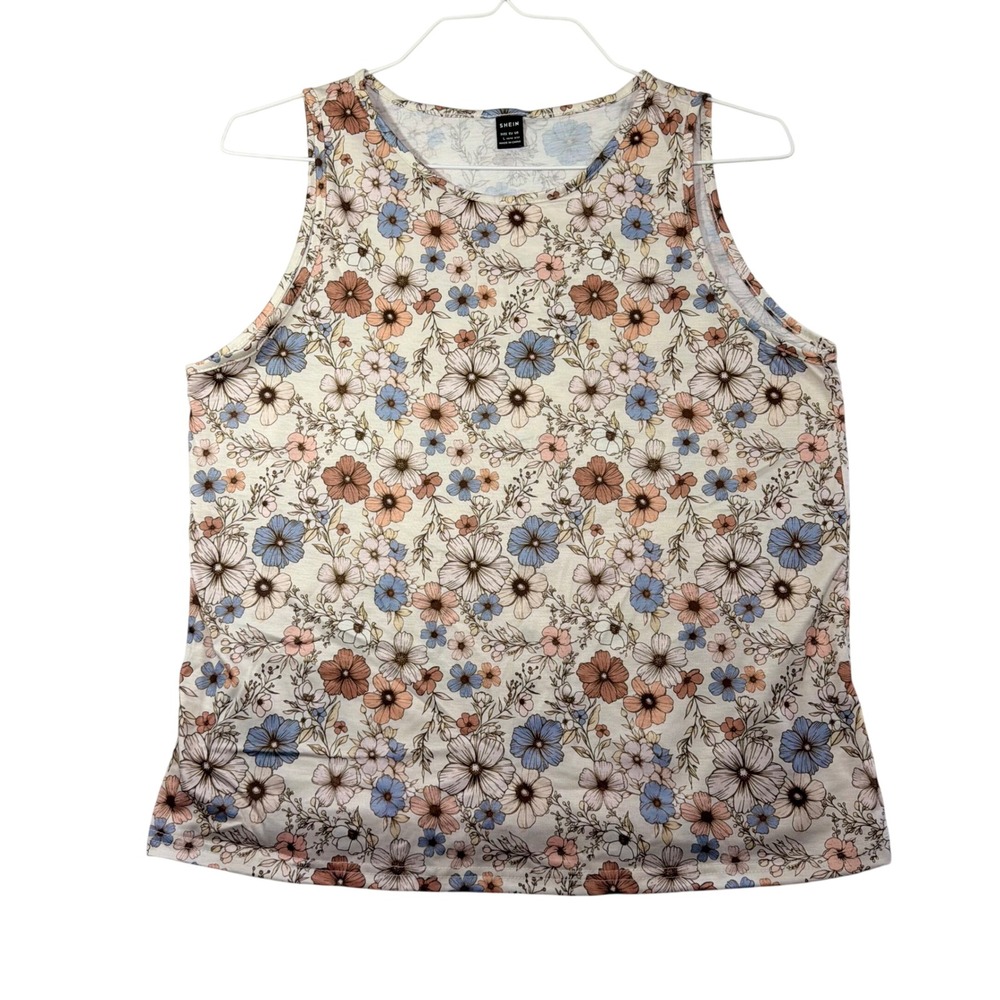Women's Large Floral Sleeveless Top Ditsy Flower Print Casual Summer Blouse